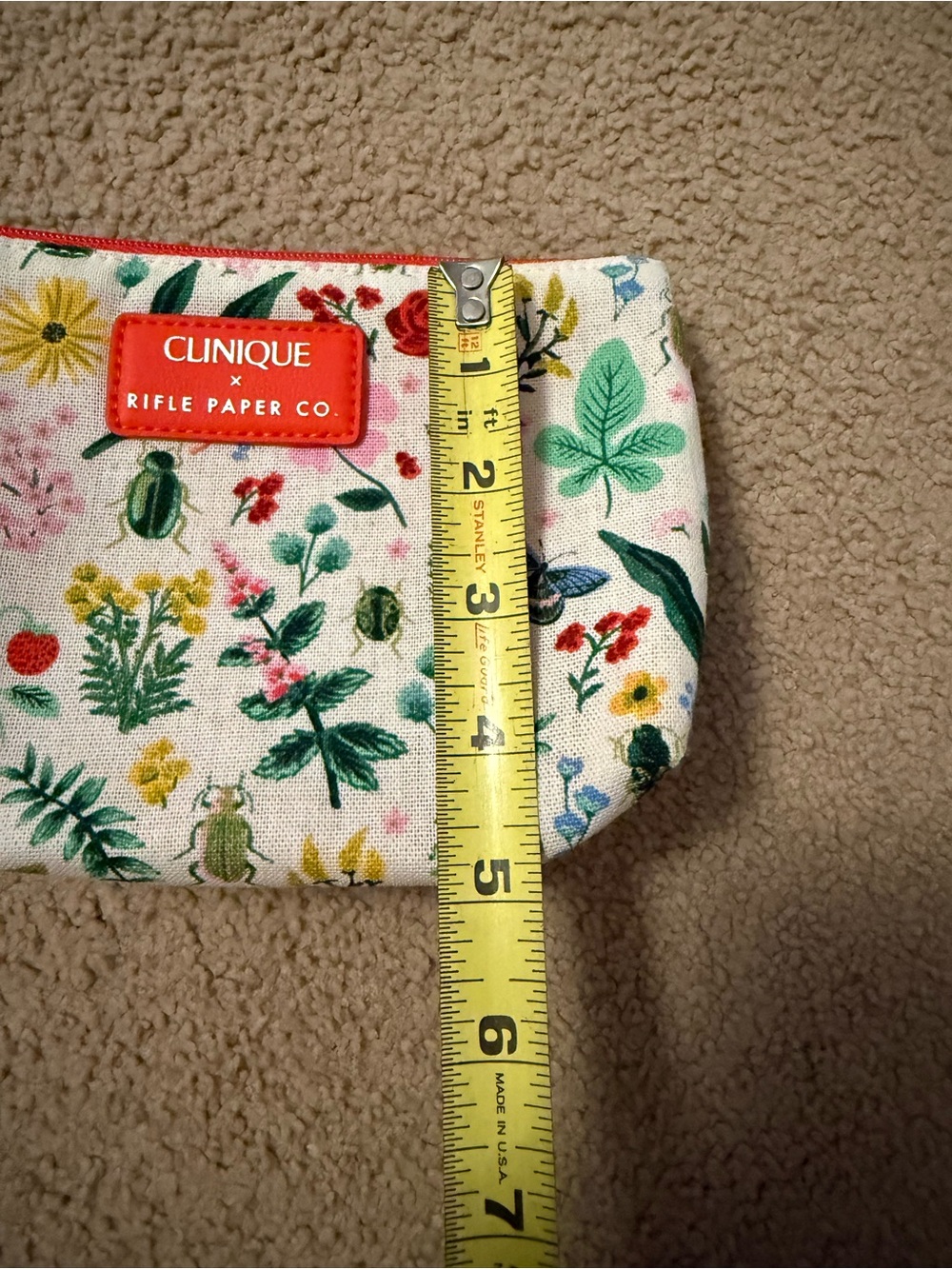 NWT Clinique x Rifle Paper Company Floral Makeup Bag with Zipper - Picture 5 of 6